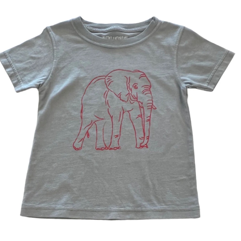 Mustard and Ketchup Kids Short Sleeve Gray Elephant T-Shirt